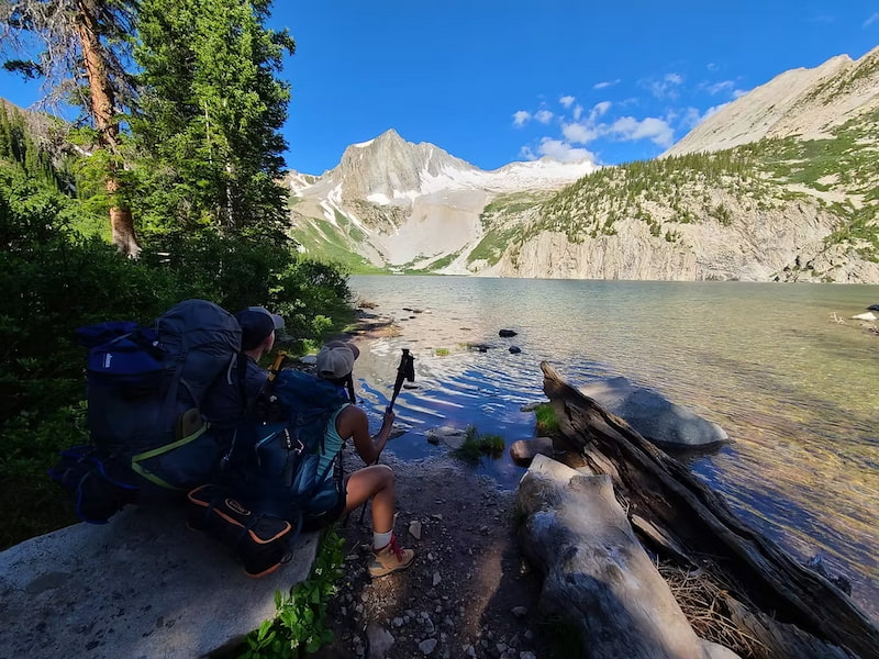 Taking in the view of the lake in Colorado's Maroon Bells