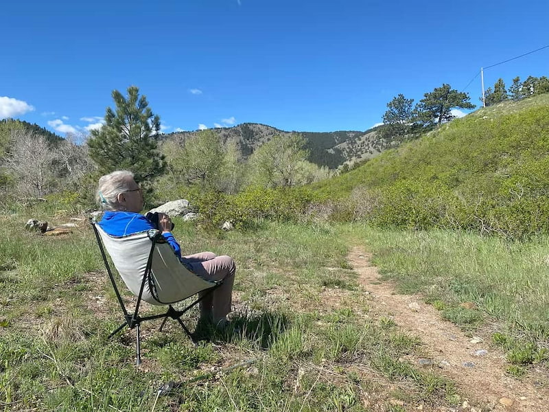 Birding from the comfort of a hiking chair for the less mobile individuals