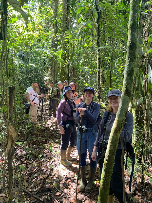 A group of birders in the Costa Rican jungle