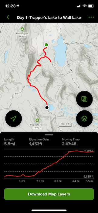 All Trails map of our first hike in the Flat Tops