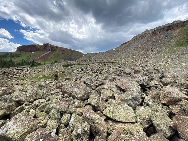 Boulder field on the way to the top of Trappers Peak