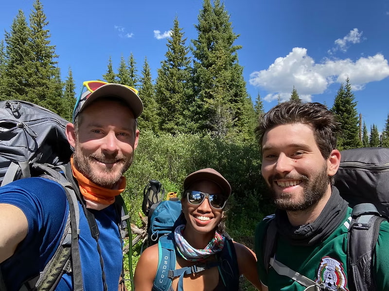 Selfie at the start of our hike in the Flat Tops