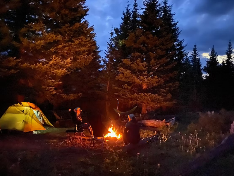 Campsite at night in the cradle of wilderness