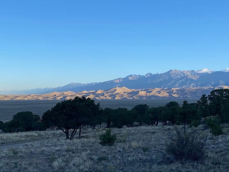 View of Sangre de Cristos and Great Sand Dunes National Park in Colorado