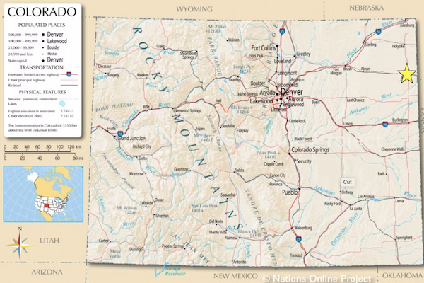 Map of Wray Colorado