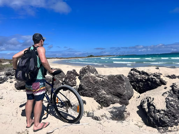 Biking around the Galapagos islands
