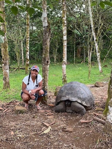 Picture with a Galapagos giant tortoise