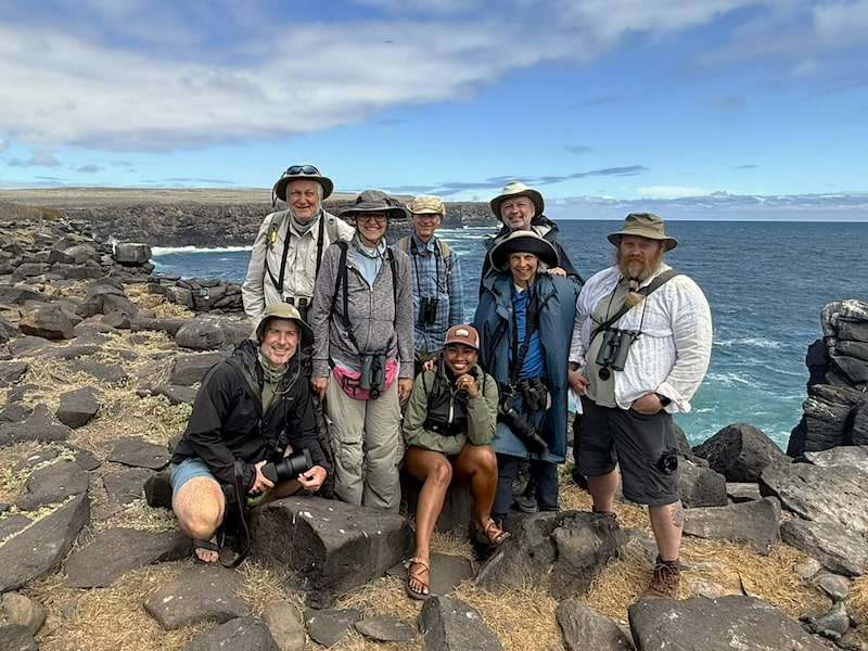 Galapagos-group-punta-suarez Birding Man guests at Punta Suarez, Española Island, Galápagos