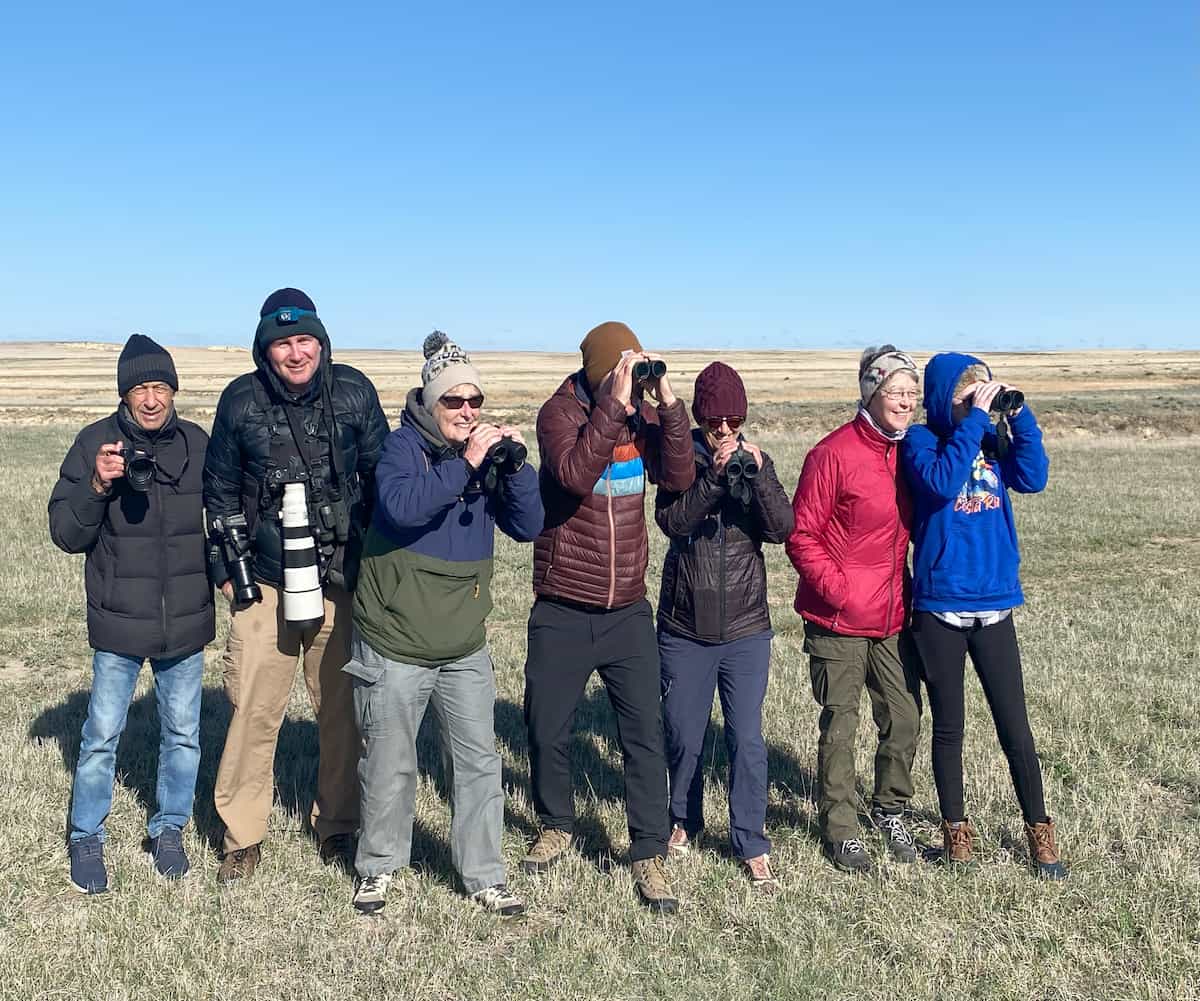 A group of birders on a Great Plains Grouse Expedition