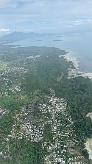 Aerial view from airplane arriving in Palawan Philippines
