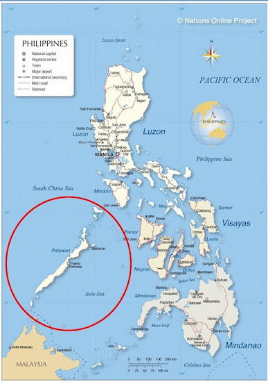 Map of the Philippines and Palawan