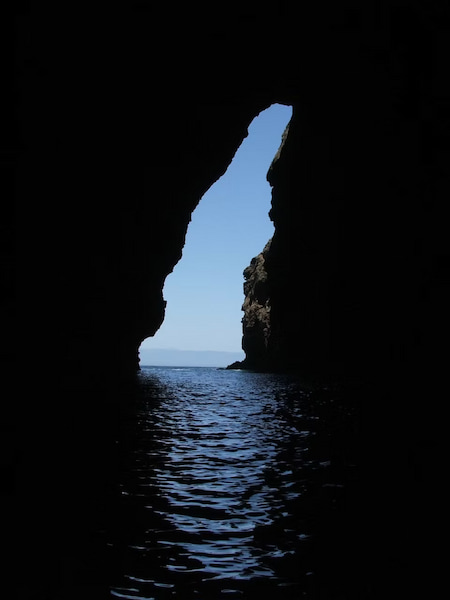 View inside Painted Cave looking out