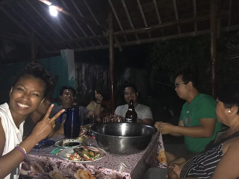 Enjoying our last night in the Philippines with some beer and friends