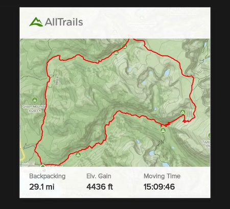 AllTrails map of the Western Loop hike in Rocky Mountain National Park