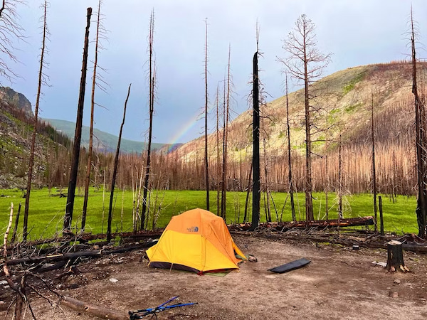 Rainbow over our campsite in Rocky Mountain National Park Colorado