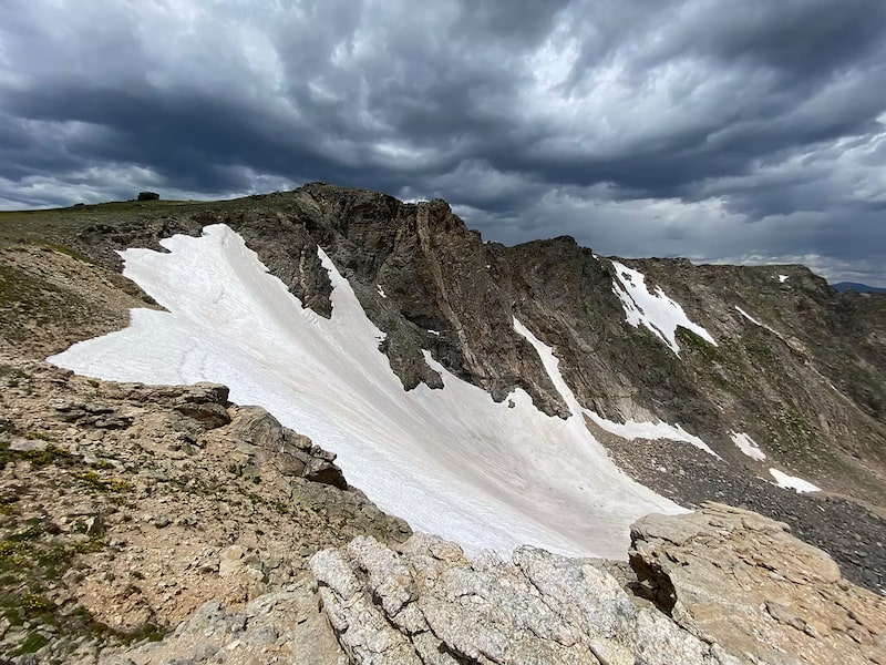 Glacier at the peak of Rocky Mountain National Park Colorado