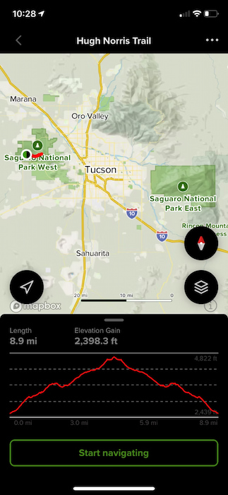 First hiking trail in Saguaro National Park