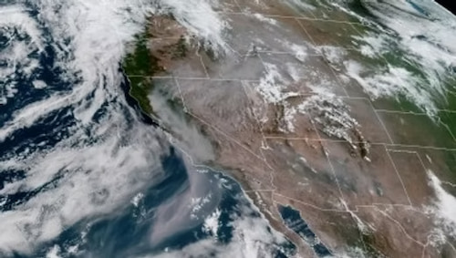 Satellite image of the smoke from the fires