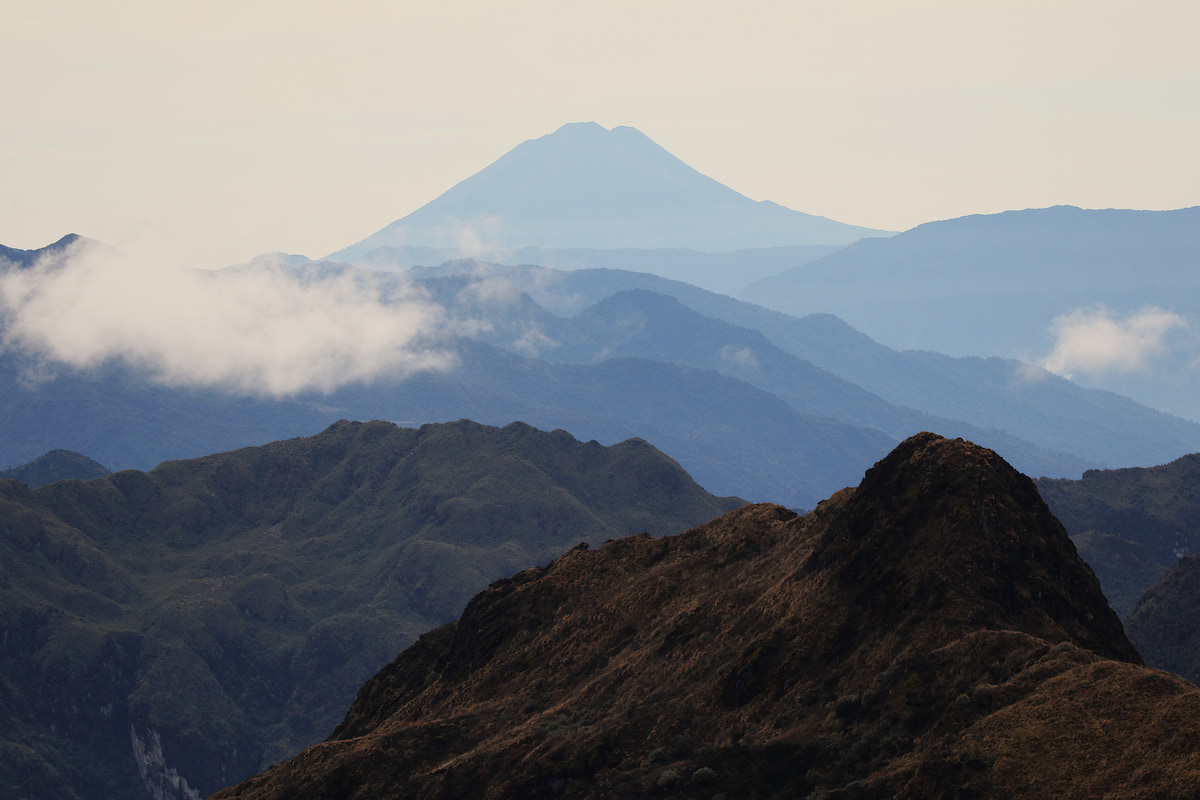 View of the Sangay Volcano from Papallacta Pass, Ecuador